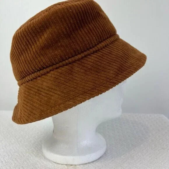 Zara Brown Corduroy Bucket Hat Size Small Unisex Women’s Men’s Summer - Picture 5 of 8